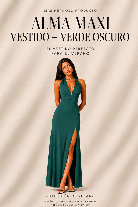 Alma Maxi Vestido – Verde oscuro
