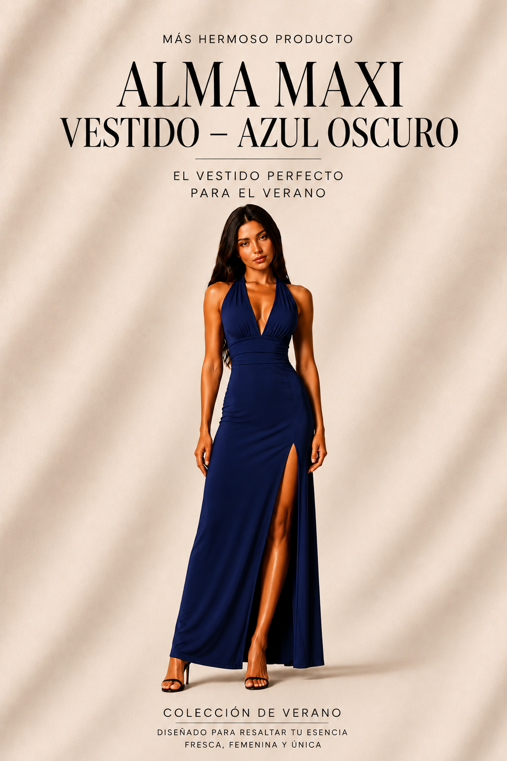 Alma Maxi Vestido – Azul oscuro